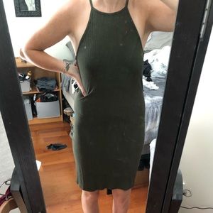 High neck ribbed dress